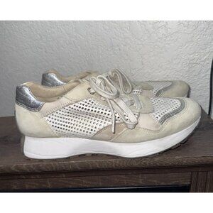 Paul Green Sneakers White Leather & Suede  Men’s 7.5 Women’s 9 Silver Accent